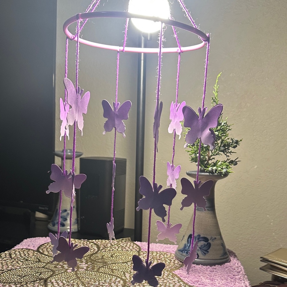 Purple Butterfly Hanging Mobile - Decorative Home Accent